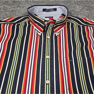 Tommy Hilfiger Men's Vibrant Striped Button-Down Shirt Size Large #163